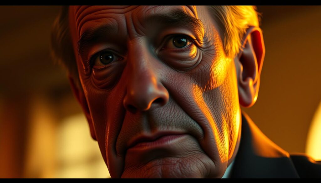 A close-up portrait of Walt Disney, his face etched with determination, gazing steadfastly into the distance. Warm, golden lighting illuminates his features, casting dramatic shadows that convey his unwavering perseverance. The background is softly blurred, placing the focus squarely on Disney's resolute expression, hinting at the challenges he overcame to realize his dreams. The image evokes a sense of resilience, passion, and the unwavering pursuit of creative vision, capturing the essence of Disney's journey and the triumph of his perseverance. A close-up portrait of Walt Disney, his face etched with determination, gazing steadfastly into the distance. Warm, golden lighting illuminates his features, casting dramatic shadows that convey his unwavering perseverance. The background is softly blurred, placing the focus squarely on Disney's resolute expression, hinting at the challenges he overcame to realize his dreams. The image evokes a sense of resilience, passion, and the unwavering pursuit of creative vision, capturing the essence of Disney's journey and the triumph of his perseverance.